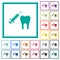 Tooth anesthesia flat color icons with quadrant frames