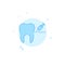 Tooth anesthesia flat vector icon. Filled line style. Blue monochrome design. Editable stroke