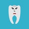 Tooth Angry Emoji. Teeth grumpy emotion isolated
