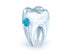 Tooth with blue diamond, over white