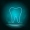 Tooth blue neon vector icon. Simple element illustration from map and navigation concept. Tooth blue neon vector icon. Real estate