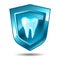 Tooth on a blue shield