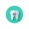 Tooth with braces icon in flat design style vector illustration. Modern, minimalist icon on the theme of