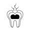 Tooth broken dental care black and white