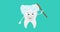 A tooth is brushing itself with a tooth brush