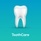 Tooth care dental icon vector healthy dentist background. Blue clean tooth bright white dentistry 3d medical illustration