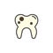 Tooth with caries filled outline icon