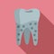 Tooth caries icon, flat style