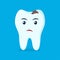 Tooth with caries icon. Unhappy cute tooth character. Caries tooth. Dental personage vector illustration. Illustration for