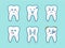 Tooth cartoon emoji fun cute character mascot with various expression face set for children dentist illustration