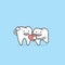 Tooth character love illustration vector on blue background. Den