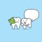 Tooth character with vegetable stuck illustration vector on blue