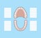 Tooth chart blank illustration vector on blue background. Dental