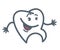 Tooth with cheerful face and hands outline illustration