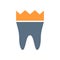 Tooth with crown colored icon. Dental crown, treatment, prevention symbol