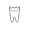 Tooth with crown line icon. Dental crown, treatment, prevention symbol