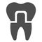 Tooth crown solid icon. Prosthesis or implant dental treatment symbol, glyph style pictogram on white background