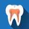 Tooth decay icon. Caries sign for dentist web. Symbol of helping toothache, treat pulpitis, to whiten enamel or recovery implant.