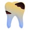 Tooth decay icon, cartoon style