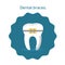 Tooth with dental braces icon in flat style isolated. Dental icons on blue background. Vector illustration for dentistry