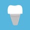 Tooth dental implant prosthesis. Cute funny cartoon icon. Oral dental hygiene. Children teeth care. Tooth health. Blue background