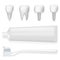 Tooth dental implant tube of toothpaste and toothbrush realistic 3d poster stomatology icons set template mock