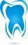 Tooth drawn, dentist and dental care logo