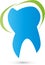 Tooth drawn, dentist and dental care logo