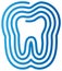 Tooth drawn one blue line in shape of a maze