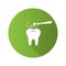Tooth drilling process flat design long shadow glyph icon