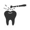 Tooth drilling process glyph icon