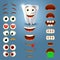 Tooth emoji maker, smiley creator vector illustration
