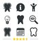 Tooth enamel protection icons. Dental care signs.