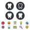 Tooth enamel protection icons. Dental care signs.