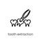 Tooth extraction icon. Trendy modern flat linear vector Tooth ex