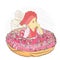tooth fairy eating donut pink h colored sprinkling