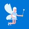 Tooth Fairy isolated. Coin exchange for tooth. Little magical woman. Tiny creature with wings. Flying Mythical fabulous character