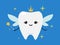 Tooth fairy wearing crown and holding a star magic wand