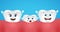 Tooth family emoji vector design. Happy teeth family of mommy, daddy and baby molar tooth emoticon characters in healthy gums.