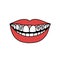 Tooth gems doodle icon, vector color line illustration