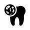 Tooth, germs, dental icon. Black vector graphics