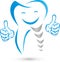 Tooth with hands and smile, teeth and dentist logo