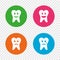 Tooth happy, sad and crying face icons.