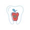 Tooth health, Icon tooth and a red apple. Symbol of healthy teeth. Vector illustration