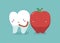 Tooth healthy and fresh apple ,teeth and tooth concept of dental