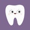 Tooth icon. Big eyes with eyelashes. Cute funny cartoon smiling character. Oral dental hygiene. Tooth health. Children teeth care.