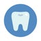 Tooth icon on blue round, dentist symbol