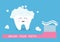Tooth icon. Brush your teeth. Big toothbrush with toothpaste bubble foam. Cute funny cartoon smiling character. Oral dental hygien