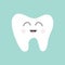 Tooth icon. Cute funny cartoon smiling character. Oral dental hygiene. Children teeth care. Tooth health. Baby background. Flat d