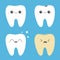 Tooth icon set. Healthy smiling Crying bad ill teeth. White Yellow Shining star. Before after Infographic. Cute cartoon kawaii